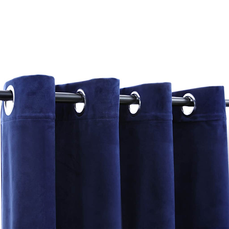 Rideau vidaxl accablant avec des anneaux 2 st 140x175 cm en velours bleu