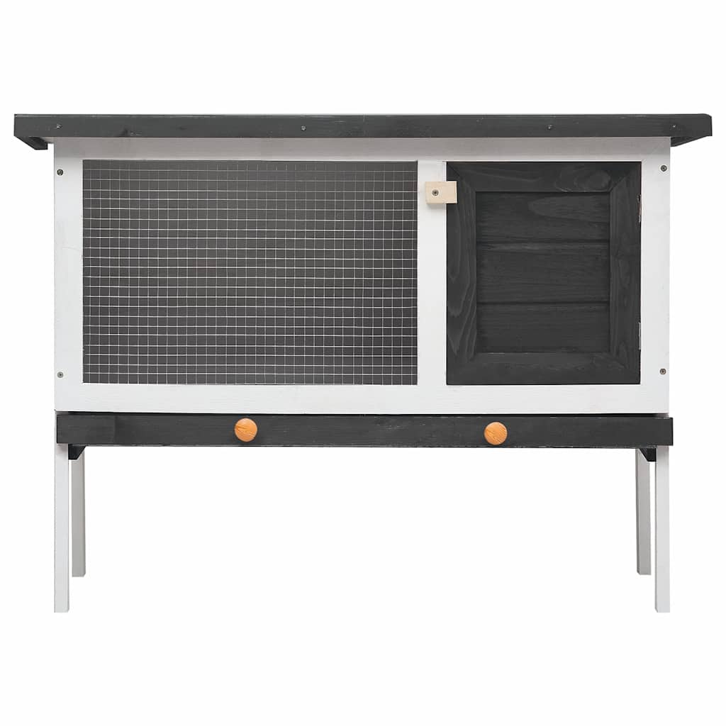 Vidaxl lapin Hutch pour l'extérieur avec 1 étage de gris en bois