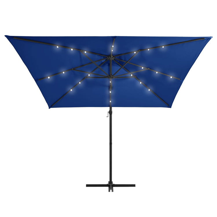 Parasol flottant vidaxl avec pôle LED et acier 250x250 cm bleu azure