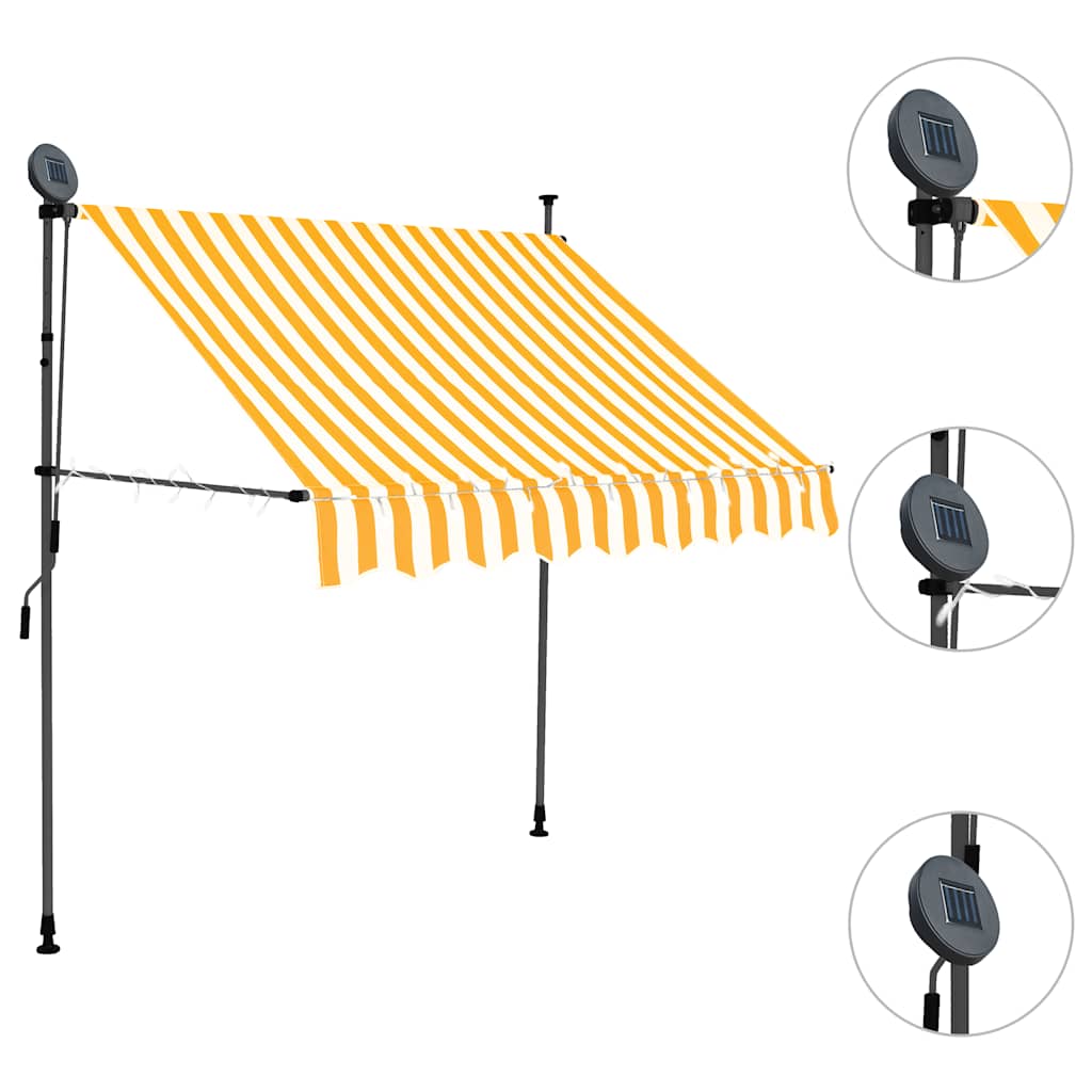 Vidaxl Luifel extensible manuellement avec LED 150 cm blanc et orange