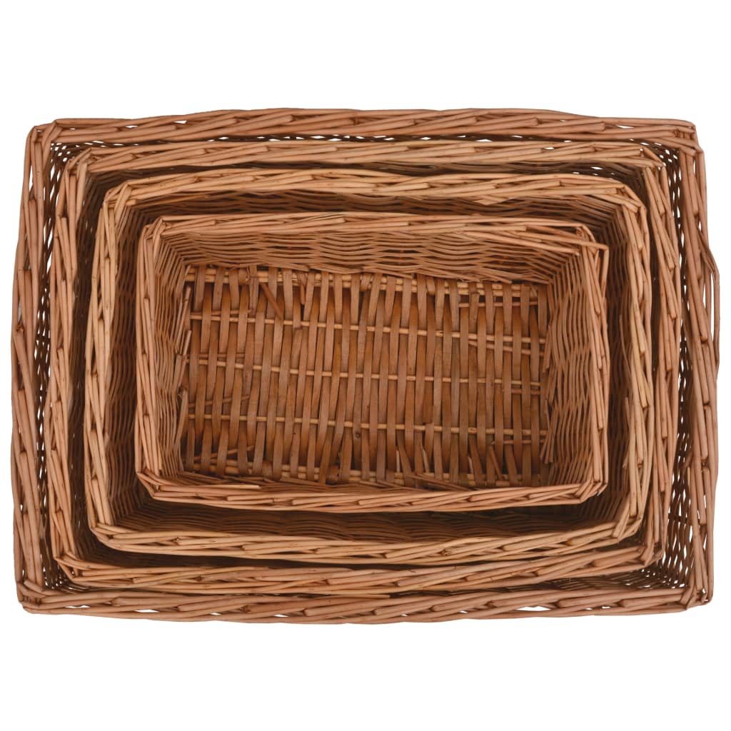 Vidaxl ensemble de paniers 4 pièces empilables saule marron