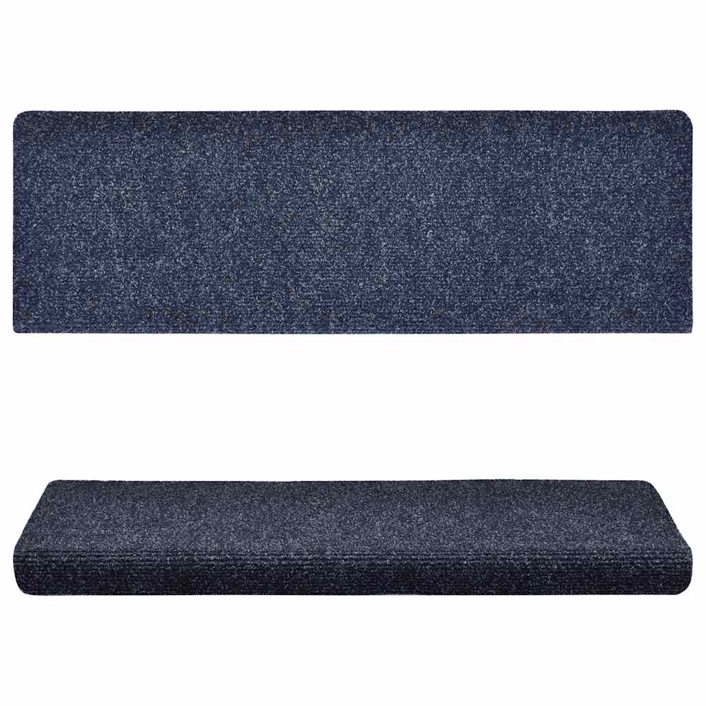 Vidaxl Stair Mats 15 st 65x21x4 cm aiguille en feutre bleu