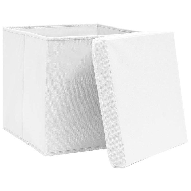 Vidaxx boîtes de rangement avec couvercle 10 pcs 32x32x32 cm tissu blanc