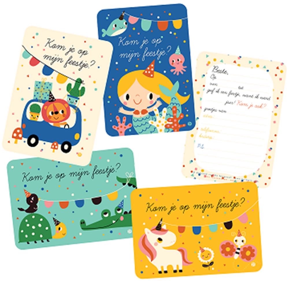 Invitation 6 cartes voiture dans emballage