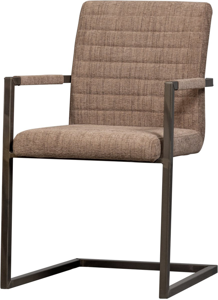 Chaise de salle à manger Woood bas - tissu tissé - marron mélangé - 87x54x62