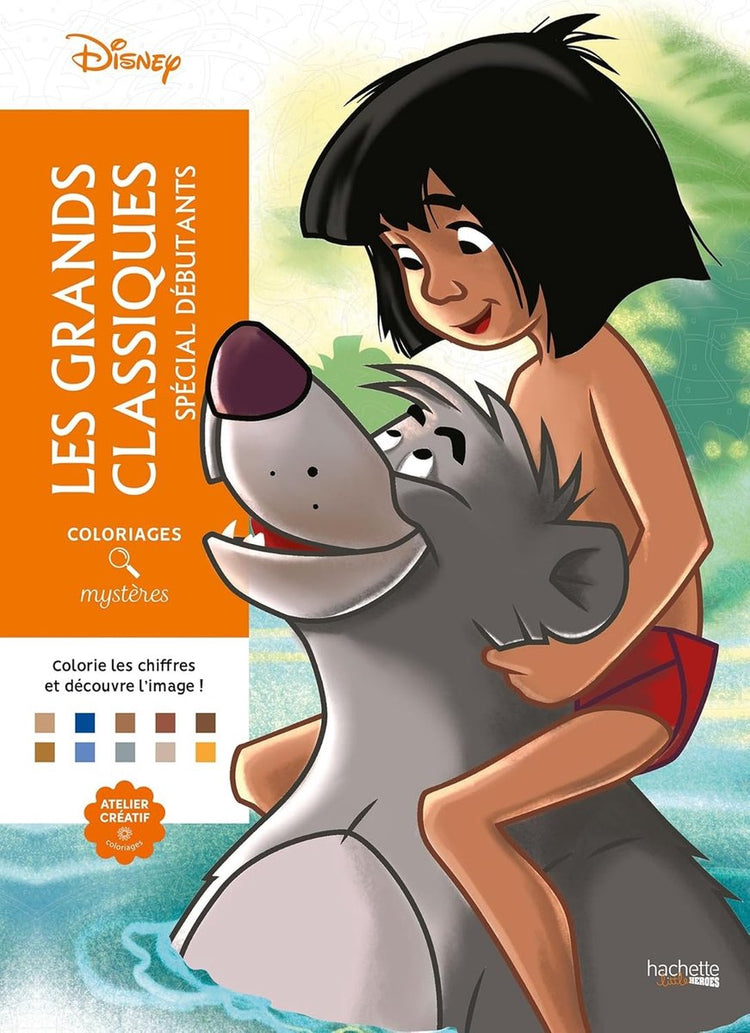 Hachette héros coloriages mystères disney les grands classiques spécial débutants - livre de coloriage couleur par numéro pour adultes et enfants - hachette