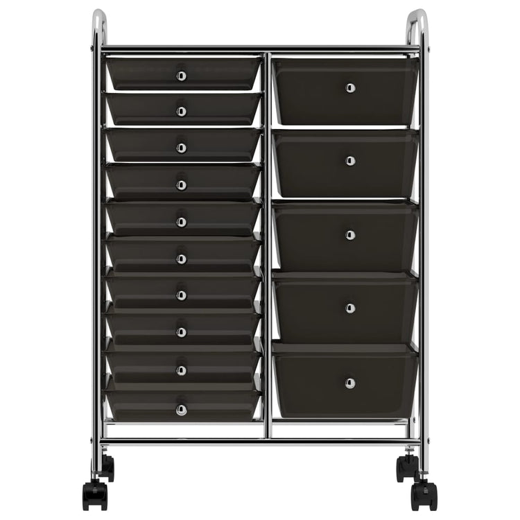 Chariot de rangement vidaxl avec 15 tiroirs mobile xxl plastique noir