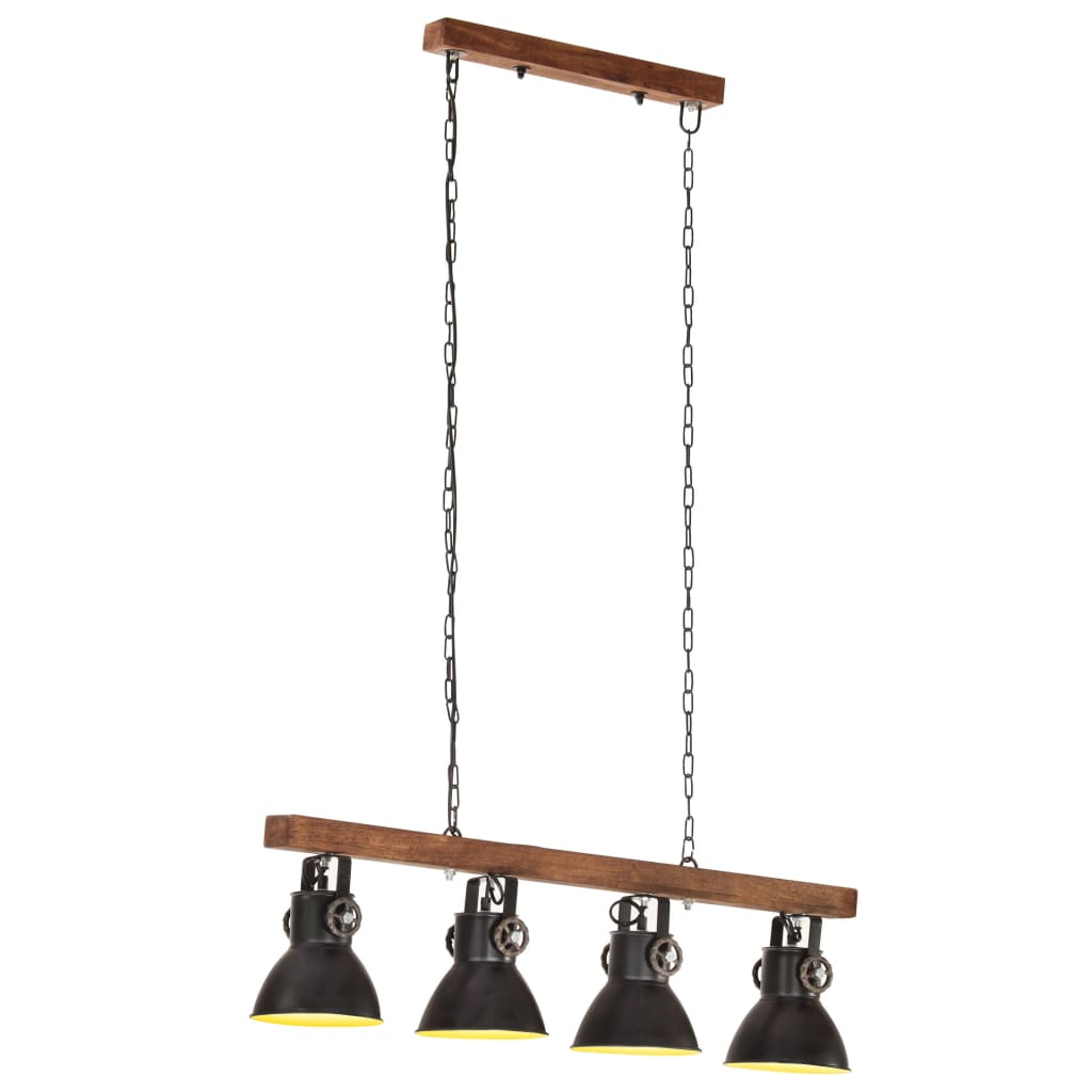 Vidaxl plafond lampe industrielle E27 Mangohout Black