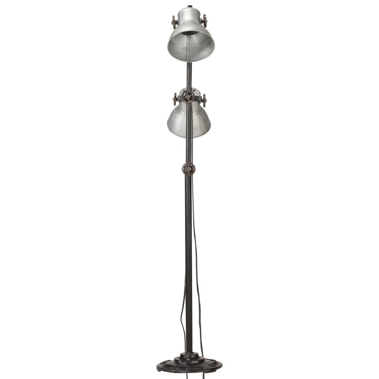 Lampadaire Vidaxl avec 2 abat-jour E27 fonte en fonte argentée colorée