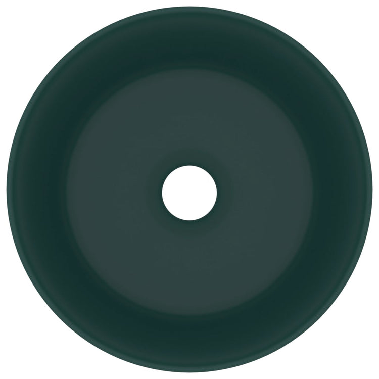Vidaxl Washbasin Round 40x15 cm Mat de céramique vert foncé