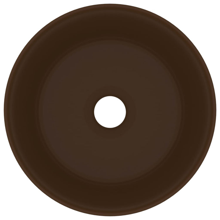 Vidaxl Washbasin Round 40x15 cm Cerramic Matt Dark Brown