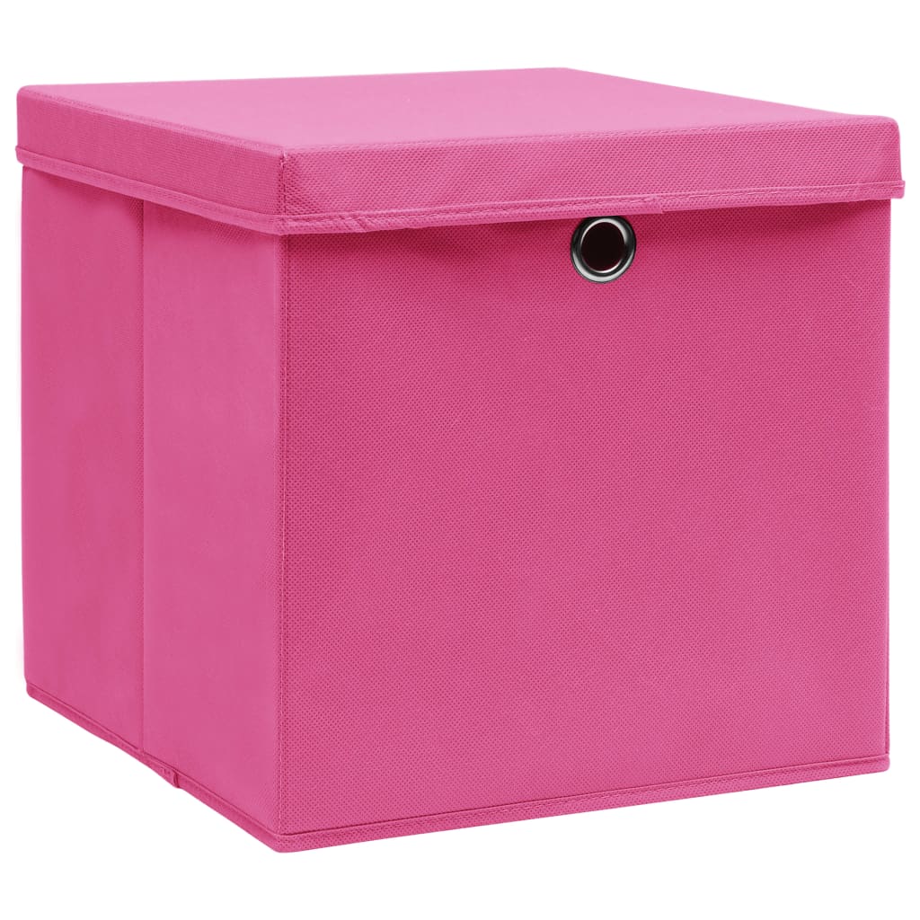 Boîtes de rangement Vidaxl avec couvercle 10 ST 28X28X28 cm rose