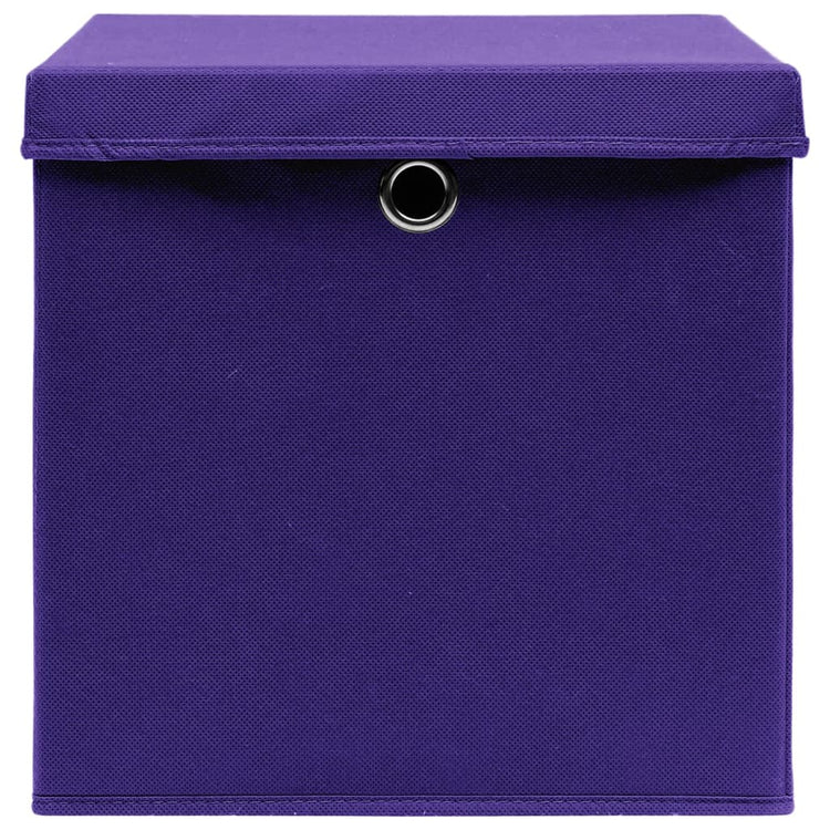 Boîtes de stockage Vidaxl avec couvercle 4 PCS 28x28x28 cm violet
