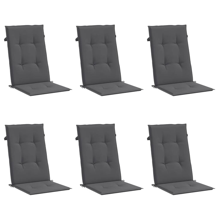 Coussins de chaise de jardin vidaxl 6 st dos haut 120x50x3 cm en tissu anthracite