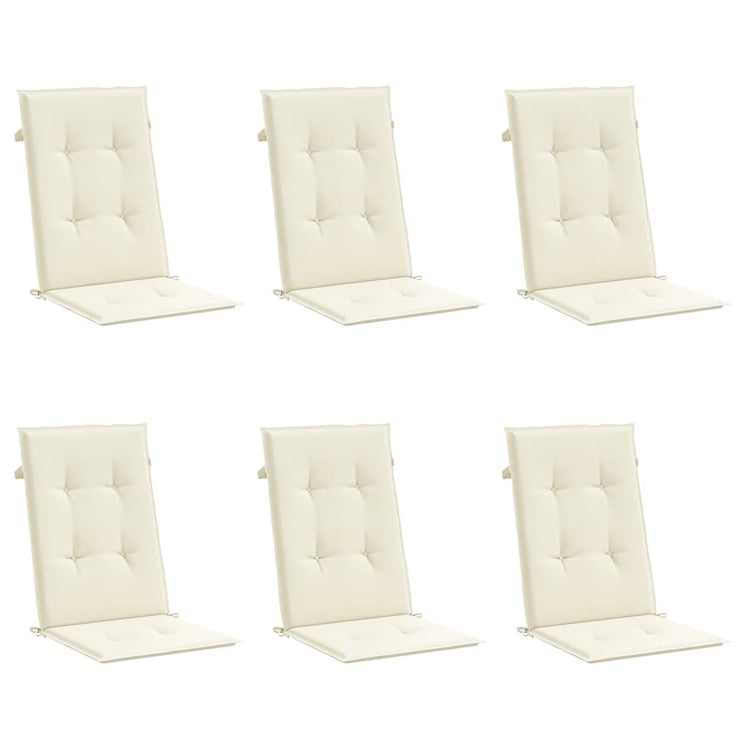 Coussins de chaise de jardin vidaxl 6 st dos haut 120x50x3 cm Crème de tissu -colore