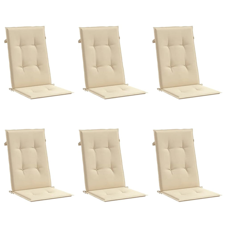 Vidaxl Garden Chair Cushions High 6 ST HIGH Back 120x50x3 cm Tissu beige
