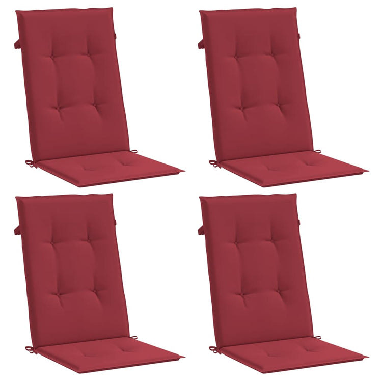 Coussins de chaise de jardin vidaxl 4 ST High arrière 120x50x3 cm Vin de tissu rouge