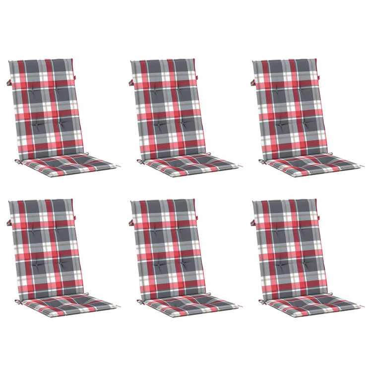 Coussins de chaise de jardin vidaxl 6 pcs 120x50x3 cm tissu diamant motif rouge