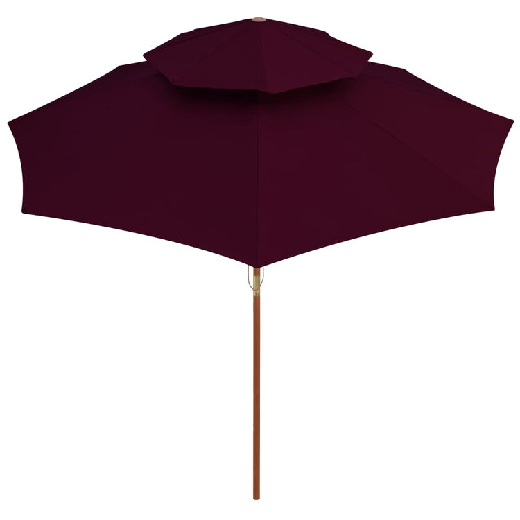 Vidaxl Parasol Double Decker avec poteau en bois 270 cm Bordeaux rouge