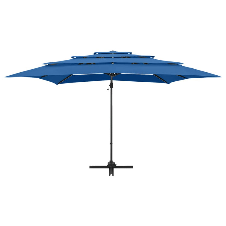 Vidaxl parasol 4 couches avec poteau en aluminium 250x250 cm bleu azure