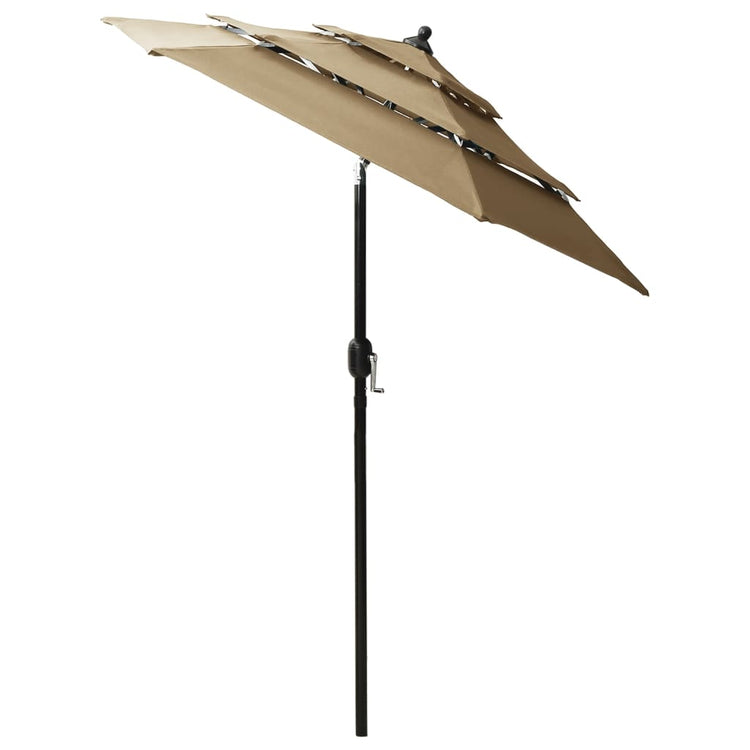 Vidaxl parasol 3 couches avec poteau en aluminium 2 m taupe
