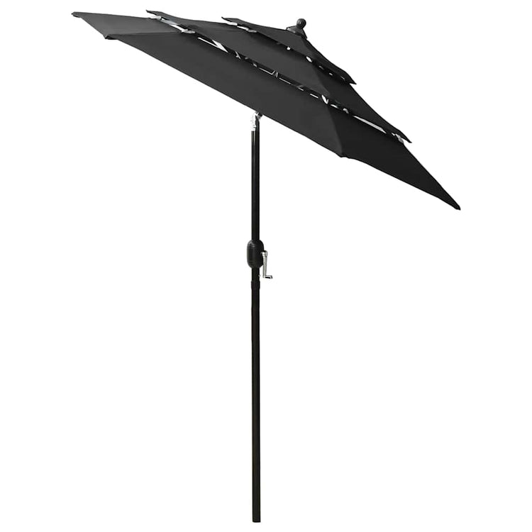 Vidaxl parasol 3 couches avec poteau en aluminium 2 m noir