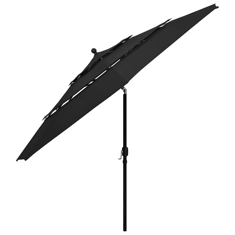 Vidaxl parasol 3 couches avec mât en aluminium 3,5 m noir
