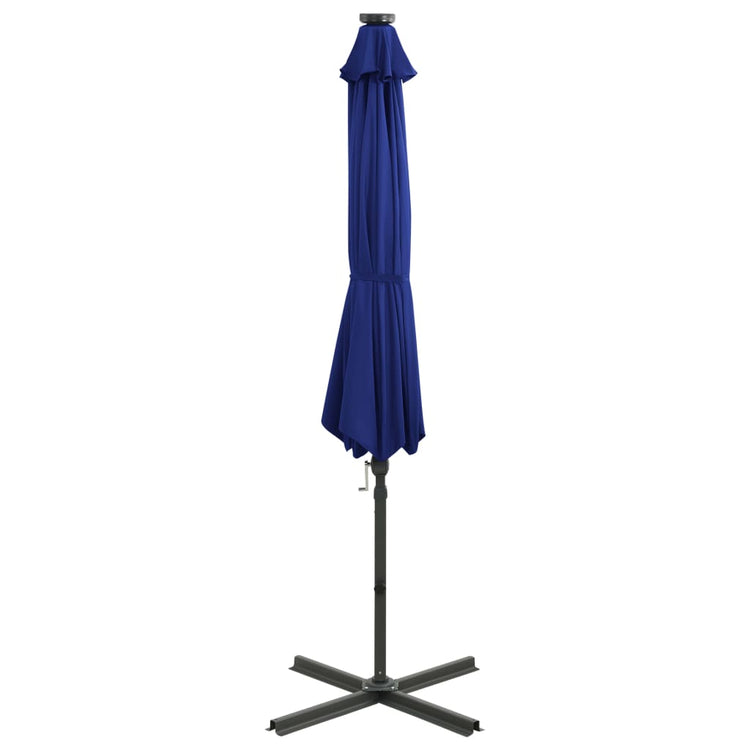 Vidaxl Parasol flottant avec poteau et éclairage LED 300 cm bleu azure