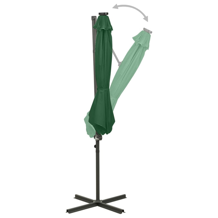 Vidaxl Parasol flottant avec poteau et éclairage LED 300 cm vert
