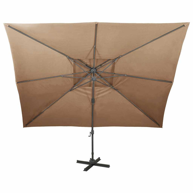 Parasol flottant vidaxl avec toit double 400x300 cm taupe