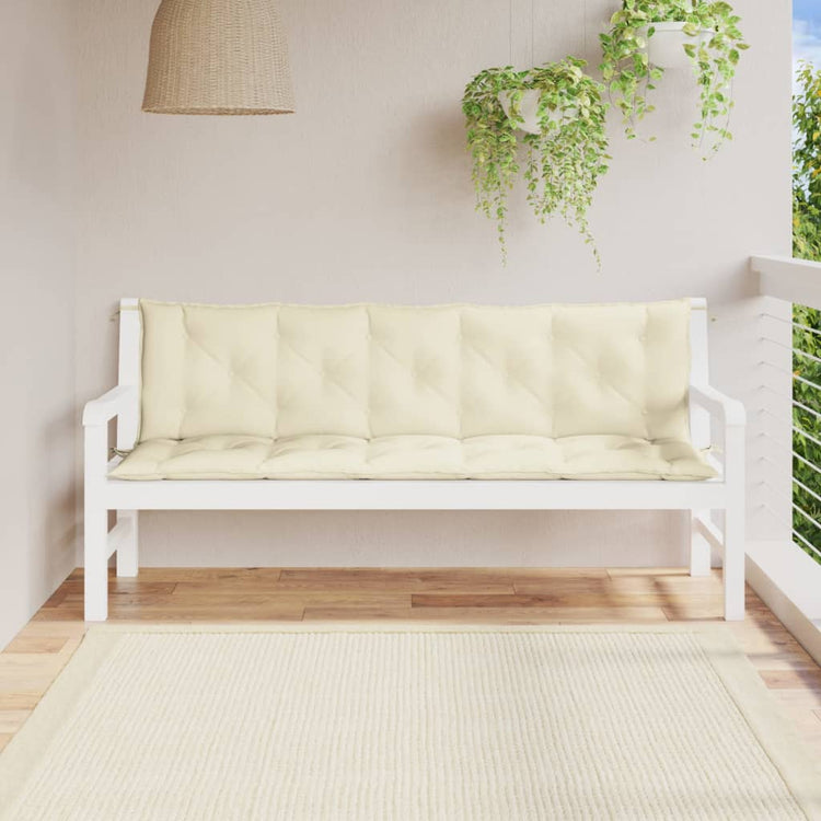 VidaXL Coussin de banc de jardin 180x(50+50)x7 cm Tissu Oxford Crème Blanc