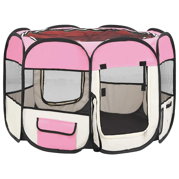 Vidaxl Dog Ren pliable avec sac de porte-avions 90x90x58 cm rose