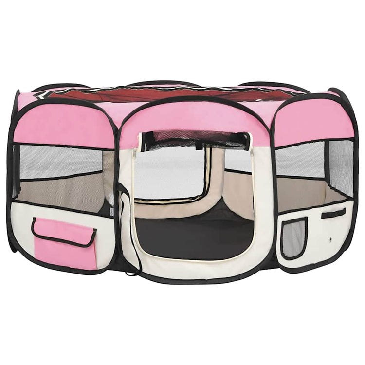Vidaxl Dog Ren pliable avec un sac de porte-avions 145x145x61 cm rose