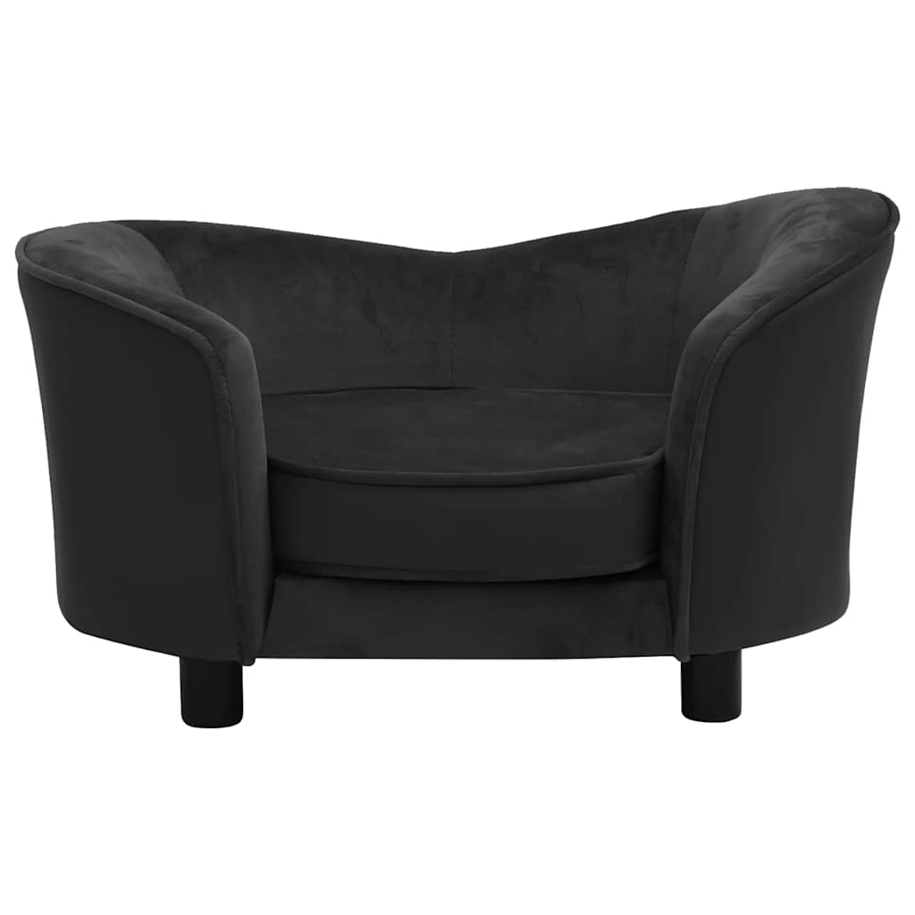 Vidaxl Dog Bank 69x49x40 cm Pluche et en cuir artificiel noir