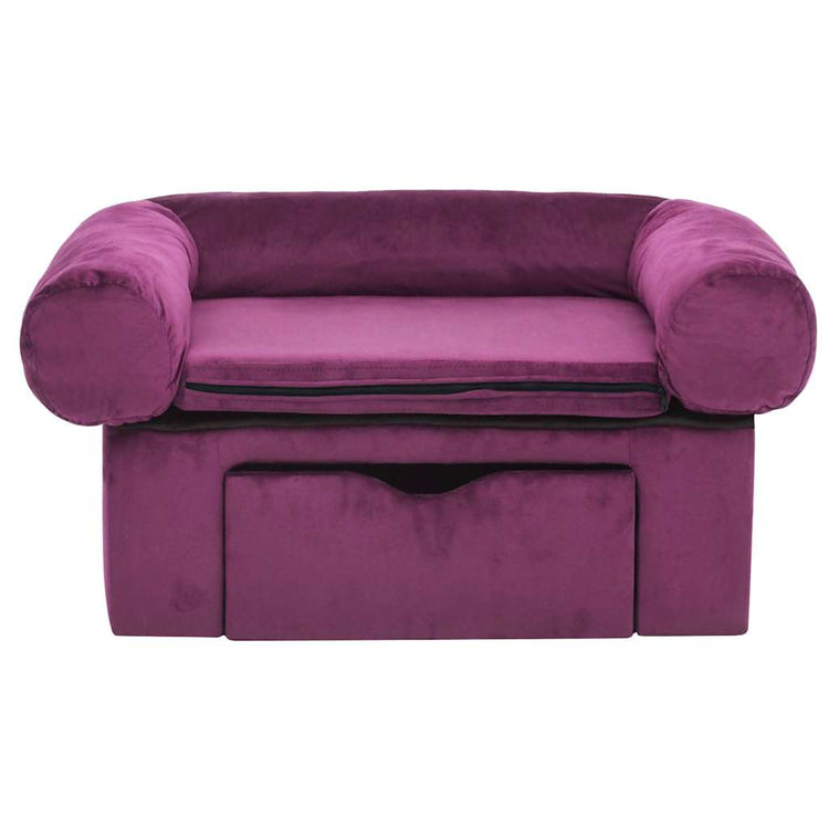 Vidaxl Dog Bank avec tiroir 75x50x38 cm en peluche bordeaux rouge