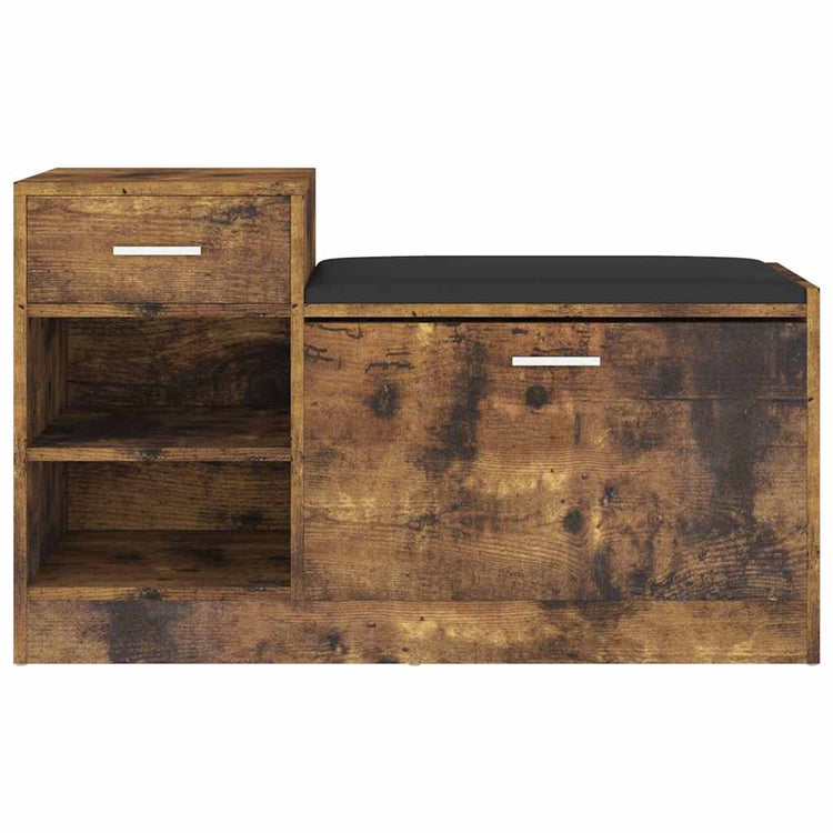 Canapé de chaussure Vidaxl 94.5x31x57 cm en bois transformé en chêne fumé coloré
