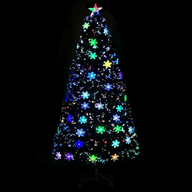 Vidaxl Christmas Taper avec des flocons de neige à LED 120 cm Fiber optique noir