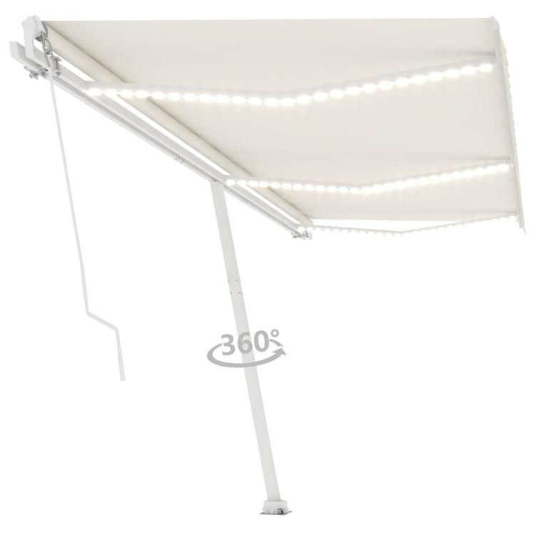Vidaxl Luifel extensible manuellement avec la Crème à LED 600x300 cm -Colore
