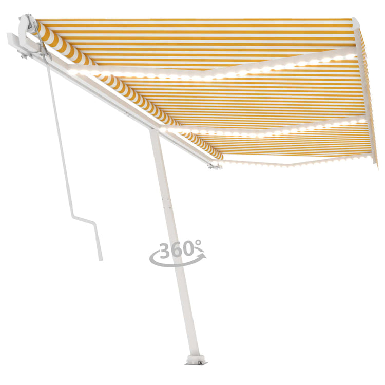 Vidaxl Luifel automatique avec led et capteur de vent 600x300 cm jaune et blanc