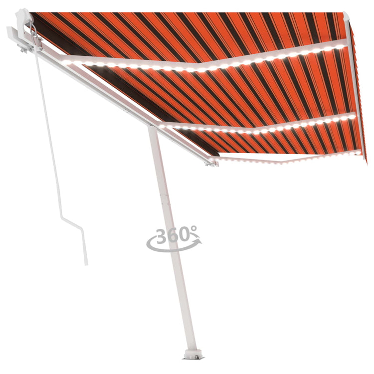 Vidaxl Luifel extensible manuellement avec LED 600x350 cm orange et marron