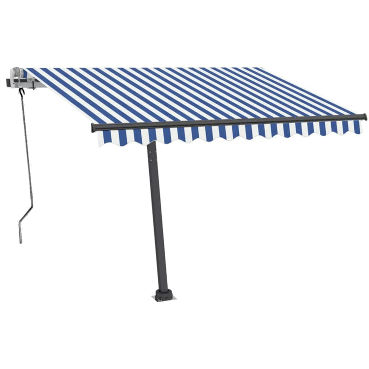 Vidaxl Luifel extensible manuellement avec LED 350x250 cm bleu et blanc