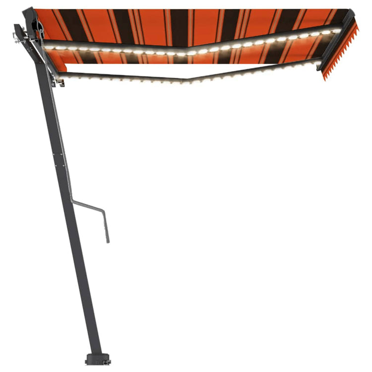 Vidaxl Luifel Automatique avec capteur de vent LED 350x250 cm Brun orange