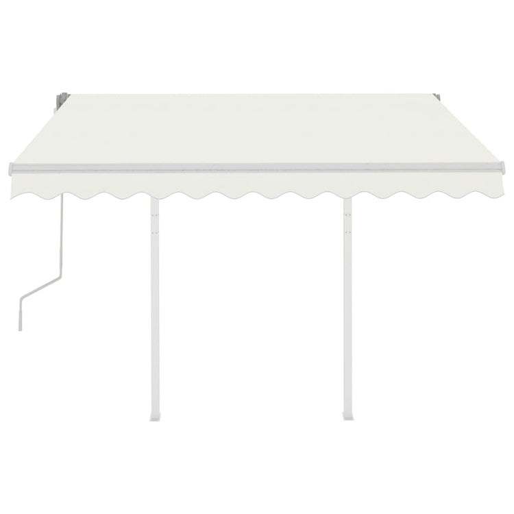Vidaxl Luifel extensible manuellement avec des poteaux de 3,5x2,5 m crème -colored