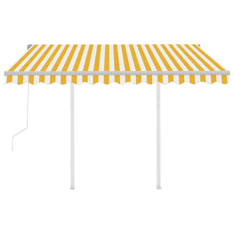 Vidaxl Luifel est automatiquement extensible avec des poteaux de 3,5 x 2,5 m jaune et blanc