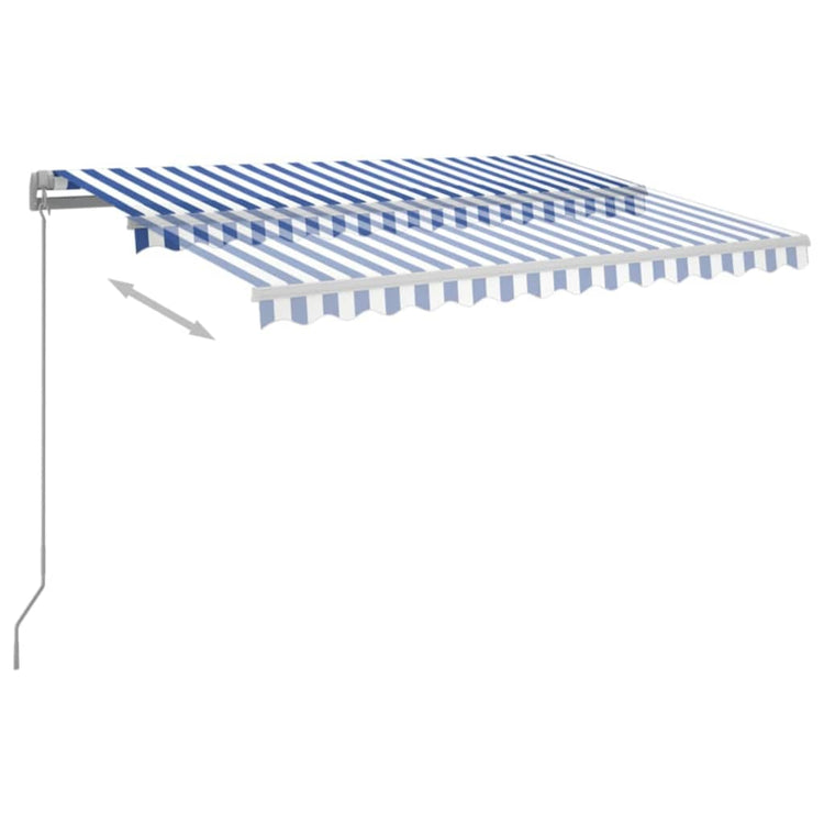 Vidaxl Luifel automatique avec led et capteur de vent 3,5x2,5 m bleu et blanc