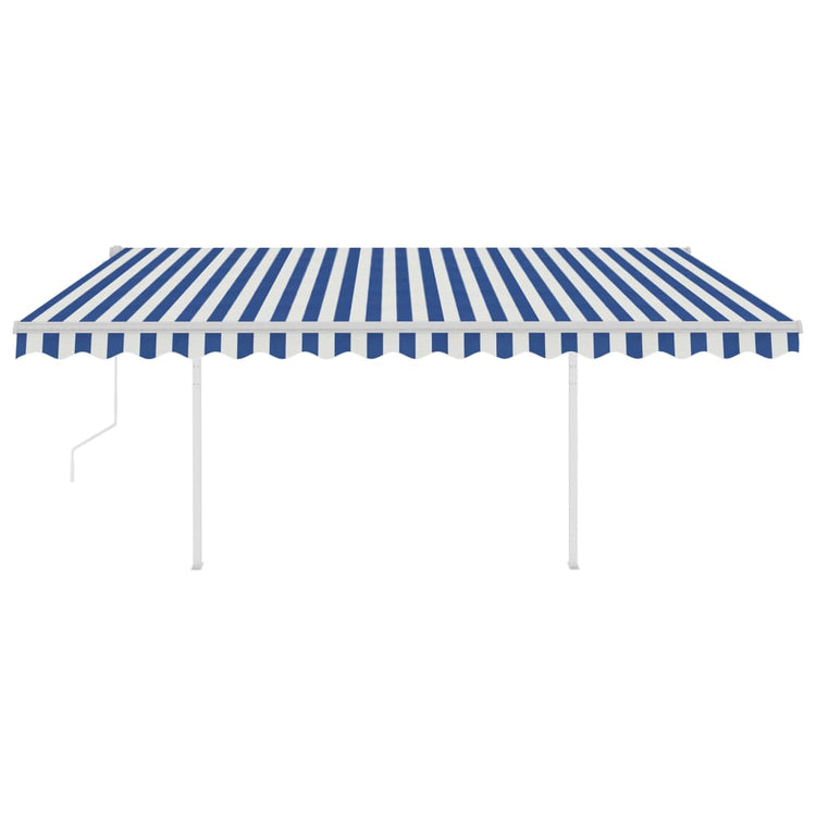 Vidaxl Luifel a automatiquement extensible avec des poteaux 4x3 m bleu et blanc