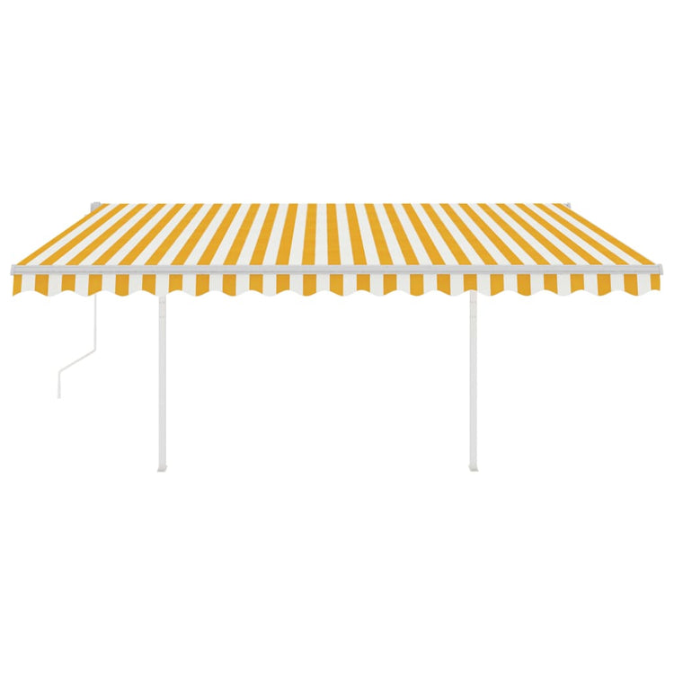 Vidaxl Luifel a automatiquement extensible avec des poteaux 4x3 m jaune et blanc