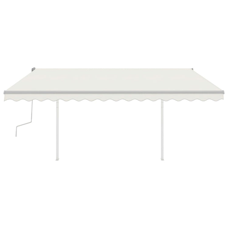 Vidaxl Luifel extensible manuellement avec des poteaux 4,5x3,5 m crème -colored