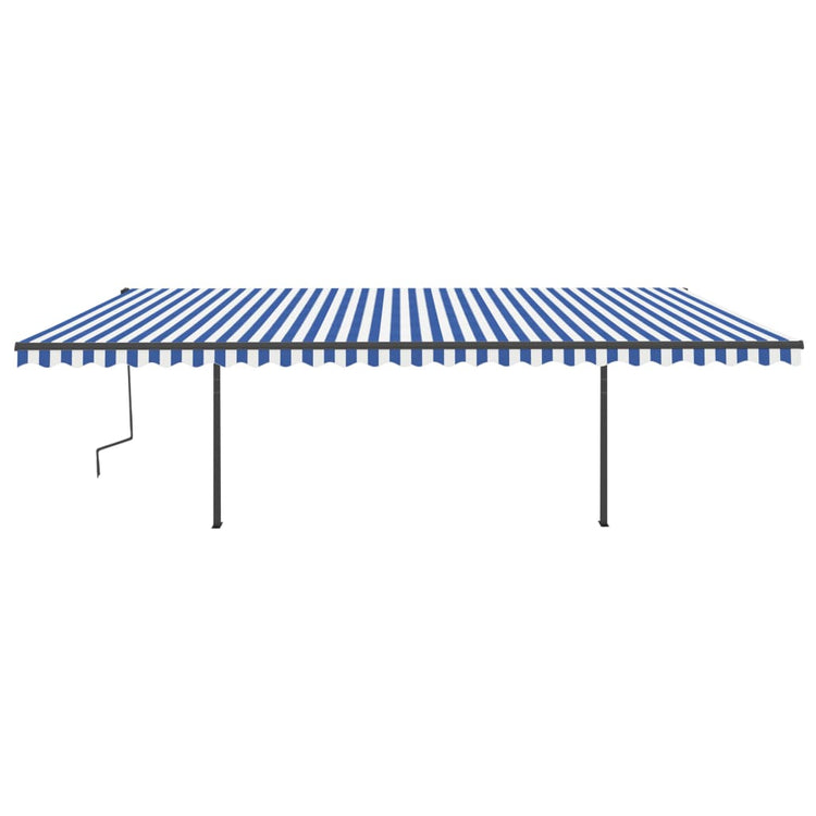 Vidaxl Luifel extensible manuellement avec des poteaux 6x3,5 m bleu et blanc