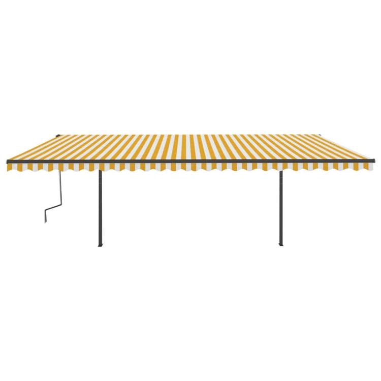 Vidaxl luifel extensible manuellement avec des poteaux 6x3,5 m jaune et blanc